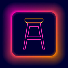 Glowing neon line Chair icon isolated on black background. Colorful outline concept. Vector