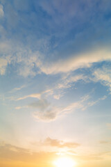 Naklejka na ściany i meble Clouds and orange sky,sunset sky for background or sunrise sky and morning clouds