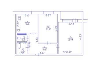 Floor Plan. Apartment Blueprint with Construction Elements. House Project.