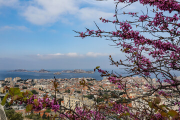 Marseille, France : View to Frioul Islands from Notre-Dame de la Garde