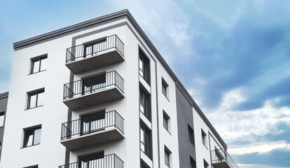Modern residential apartment building exterior background