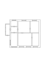 Floor Plan. Apartment Blueprint with Construction Elements. House Project.