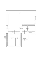 Floor Plan. Apartment Blueprint with Construction Elements. House Project.
