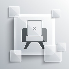 Grey Armchair icon isolated on grey background. Square glass panels. Vector