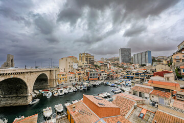 Downtown Marseille, France : Vallon des Auffes cove and harbor
