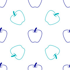 Blue Apple icon isolated seamless pattern on white background. Excess weight. Healthy diet menu. Fitness diet apple. Vector