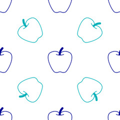 Blue Apple icon isolated seamless pattern on white background. Excess weight. Healthy diet menu. Fitness diet apple. Vector