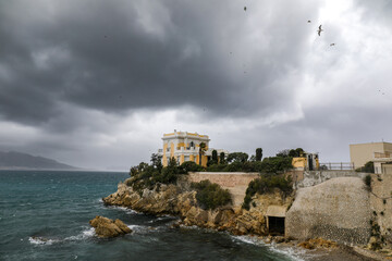 Marseille waterfront (France) on a stormy day