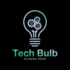 Creative bulb tech logo template with Gear