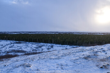 Landscape of Iceland winter countryside