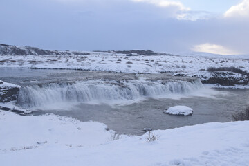 Waterfalls in central Iceland on the golden circle route.