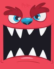 Cartoon momnster face avatar. Halloween vector illustration