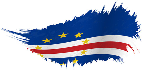 Flag of Cape Verde in grunge style with waving effect.