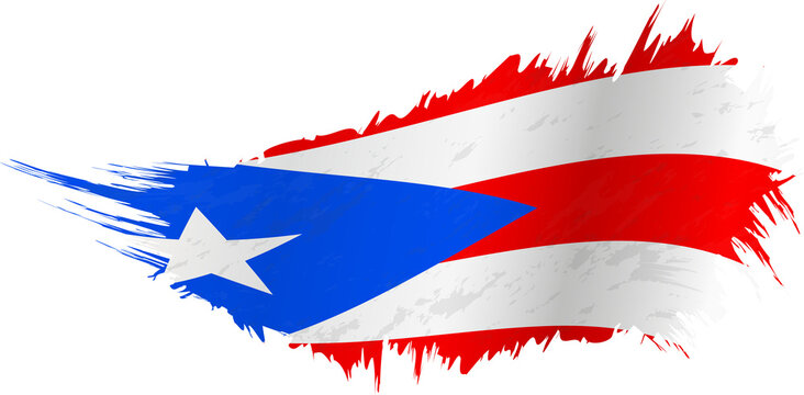 Flag of Puerto Rico in grunge style with waving effect.