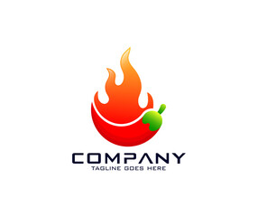 Hot chili logo design. fire chili logo symbol, spice food restaurant logo
