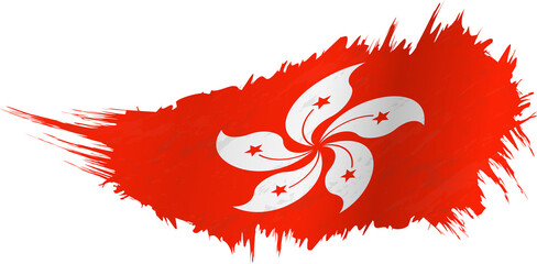 Flag of Hong Kong in grunge style with waving effect.