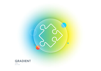 Strategy line icon. Gradient blur button with glassmorphism. Puzzle symbol. Logical knowledge sign. Transparent glass design. Strategy line icon. Vector