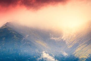 Foggy mountains in Iceland - HDR photograph