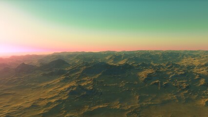 landscape on planet Mars, scenic desert scene on the red planet
