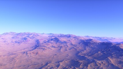 landscape on planet Mars, scenic desert scene on the red planet
