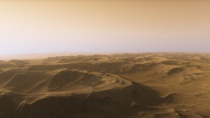 landscape on planet Mars, scenic desert scene on the red planet
