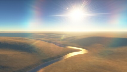 landscape on planet Mars, scenic desert scene on the red planet
