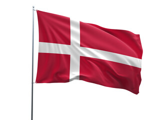 Denmark Waving Flag, 3d Flag illustration, Denmark National Flag with a white isolated background