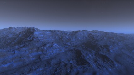 Fototapeta premium Mars like red planet, with arid landscape, rocky hills and mountains, for space exploration and science fiction backgrounds. 