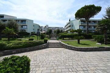 Rear entrance of a hotel in Dubrovnik, Croatia. 