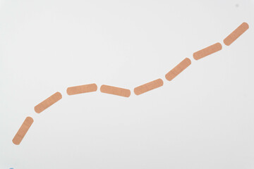 Band aid path line.White background. Copyspace.