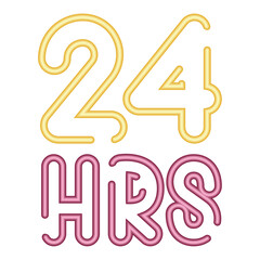 neon 24 hours lettering