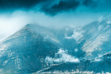 Foggy mountains in Iceland - HDR photograph