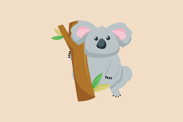 Cute koala animal. Color animal concept. Flat vector illustrations isolated.