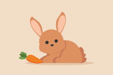 Obraz premium Cute rabbit animal. Color animal concept. Flat vector illustrations isolated.