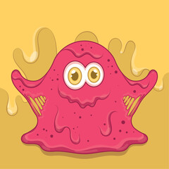 Isolated cute red slime monster with a smile Vector