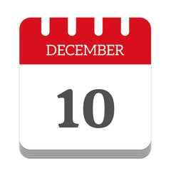 December 10 calendar flat icon