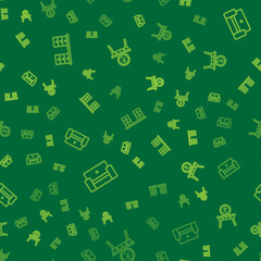 Set line Office desk, Armchair and Dressing table on seamless pattern. Vector