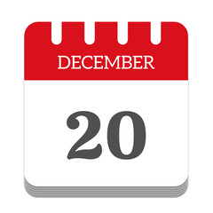 December 20 calendar flat icon