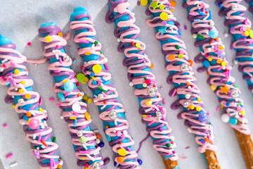 Mermaid chocolate pretzel rods