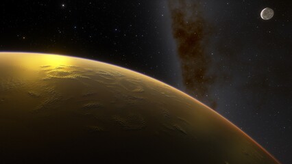 Naklejka premium Planets and galaxy, science fiction wallpaper. Beauty of deep space. Billions of galaxy in the universe Cosmic art background 3d render 