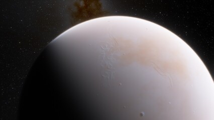 Obraz premium super-earth planet, realistic exoplanet, planet suitable for colonization, earth-like planet in far space, planets background 3d render 