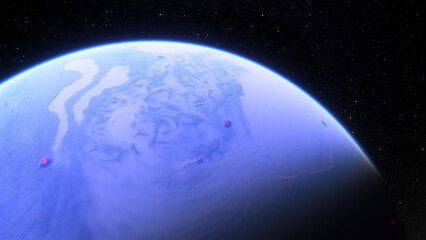 super-earth planet, realistic exoplanet, planet suitable for colonization, earth-like planet in far space, planets background 3d render
