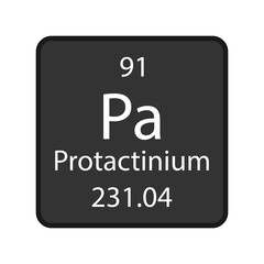 Protactinium symbol. Chemical element of the periodic table. Vector illustration.