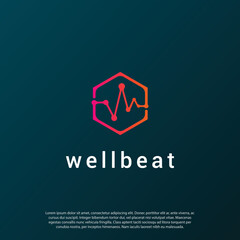 W as beat wave monogram logo vector