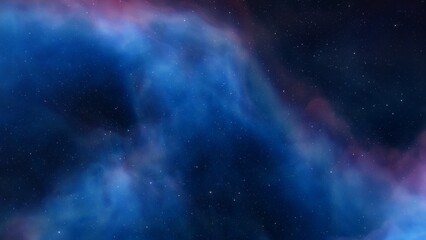 Cosmic background with a blue purple nebula and stars
