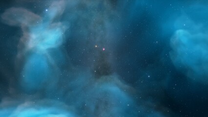 Naklejka na ściany i meble Cosmic background with a blue purple nebula and stars 