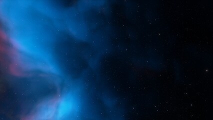 Cosmic background with a blue purple nebula and stars
