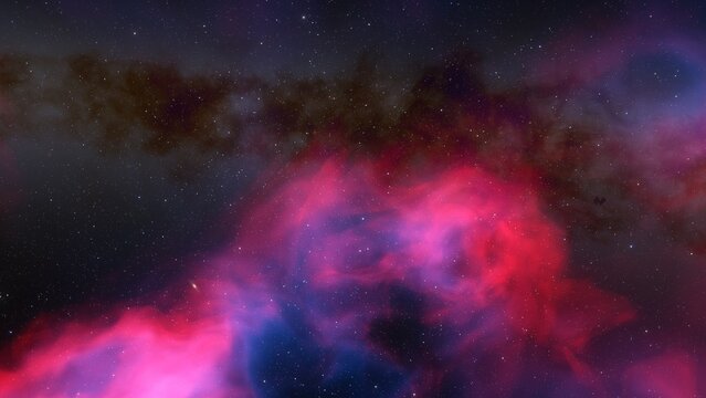 Cosmic background with a blue purple nebula and stars © ANDREI
