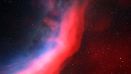 Naklejka premium bright nebula, nebula in space, majestic red-purple nebula, beautiful space background 3D render 