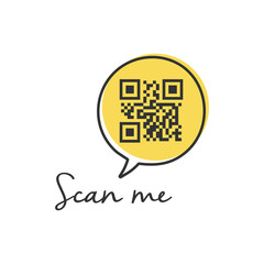 QR code for smartphone. Inscription scan me with smartphone icon. Qr code for payment.